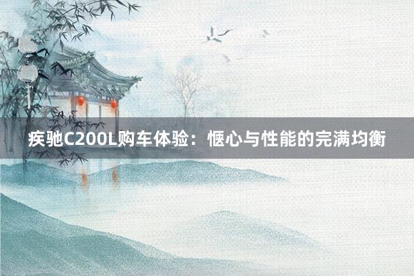 疾驰C200L购车体验：惬心与性能的完满均衡